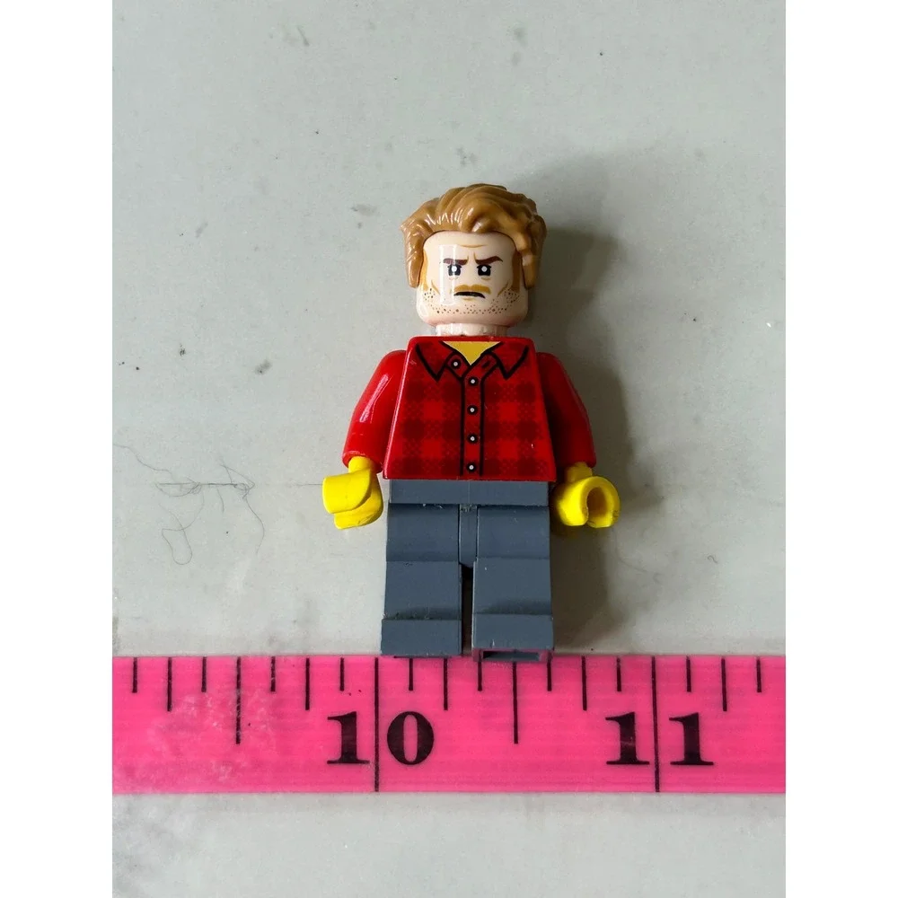 LEGO Minifigure Red Plaid Flannel Shirt Ginger Beard Mustache Gray Legs
